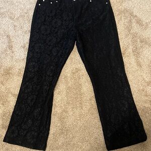 Women's Black Lace Flare Jeans - Elegant Flared Leg